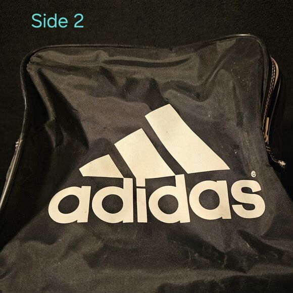 VTG Y2K Adidas Distressed Spell Out Big Logo Handled Duffel Weekender/Gym Bag - Picture 7 of 14